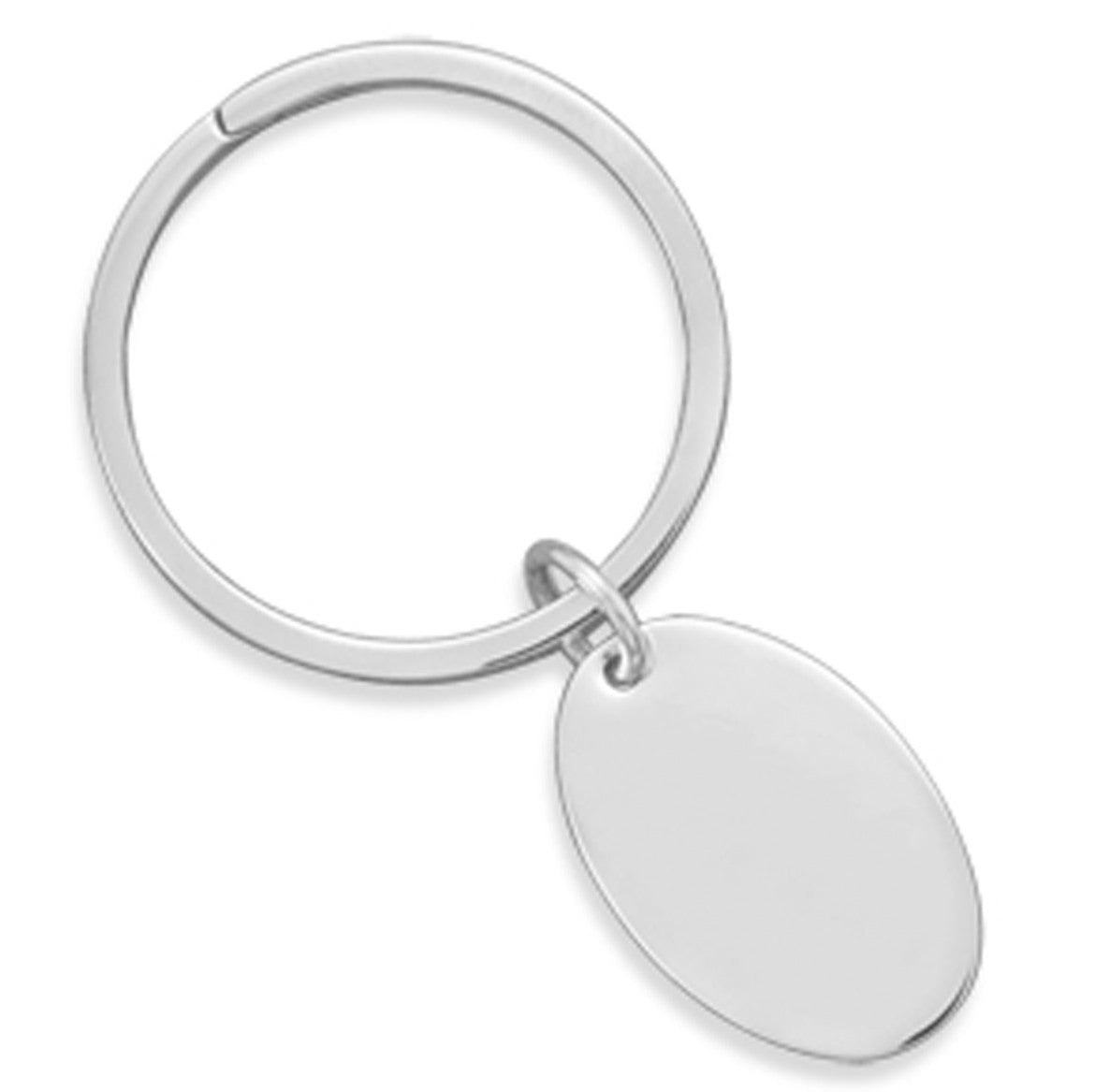 Sterling Silver Key Ring with Oval Tag