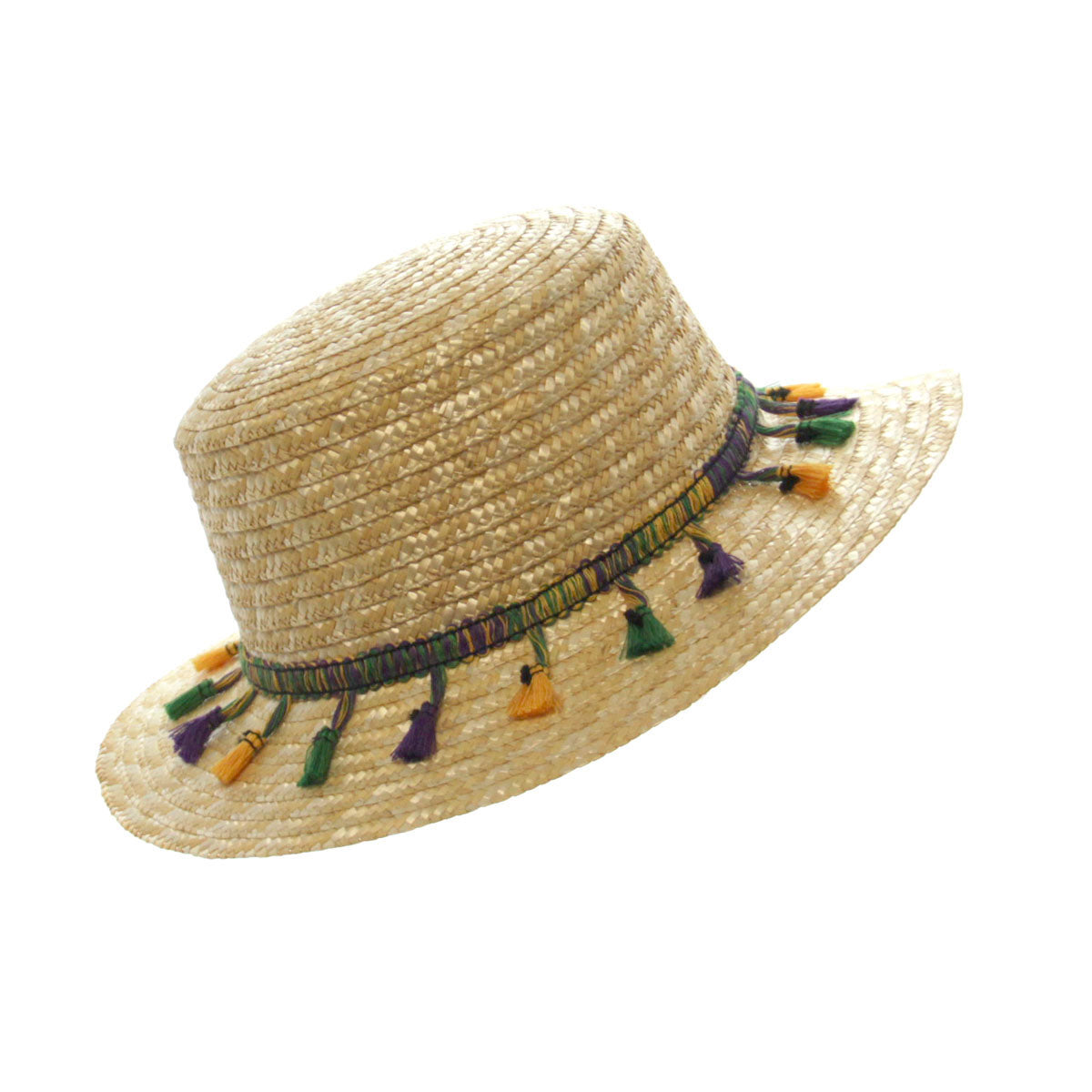Mardi Gras Straw Hat with Tassels