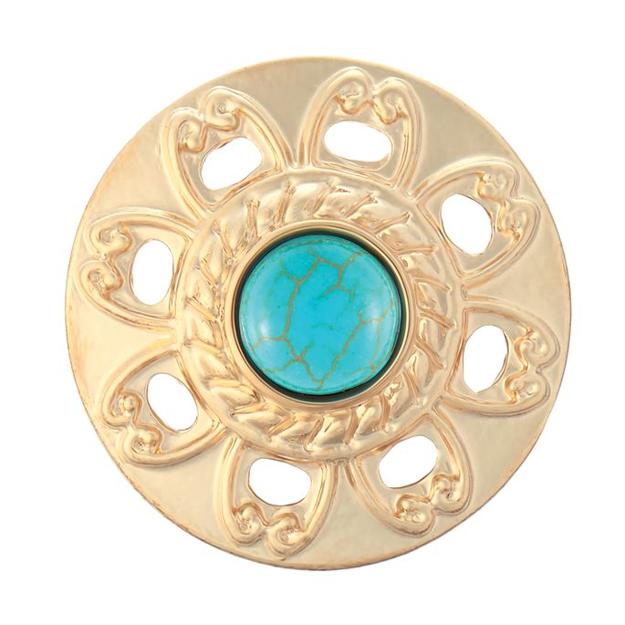 Ginger Snaps Turquoise Flower Cut Out Gold Snap