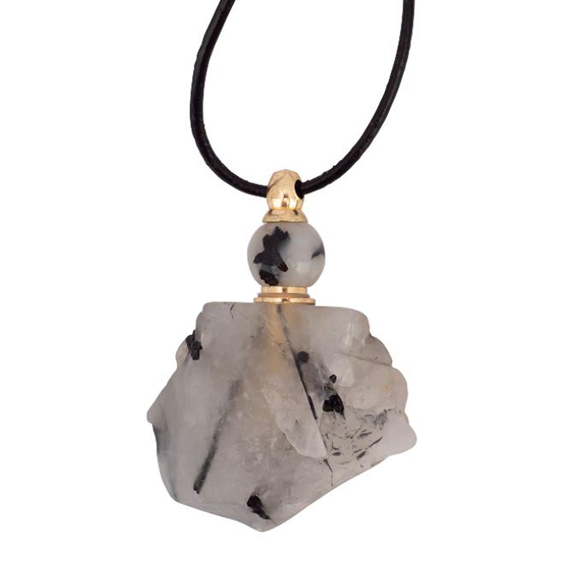 Zengo Rutilated Quartz Natural Stone Vial Necklace