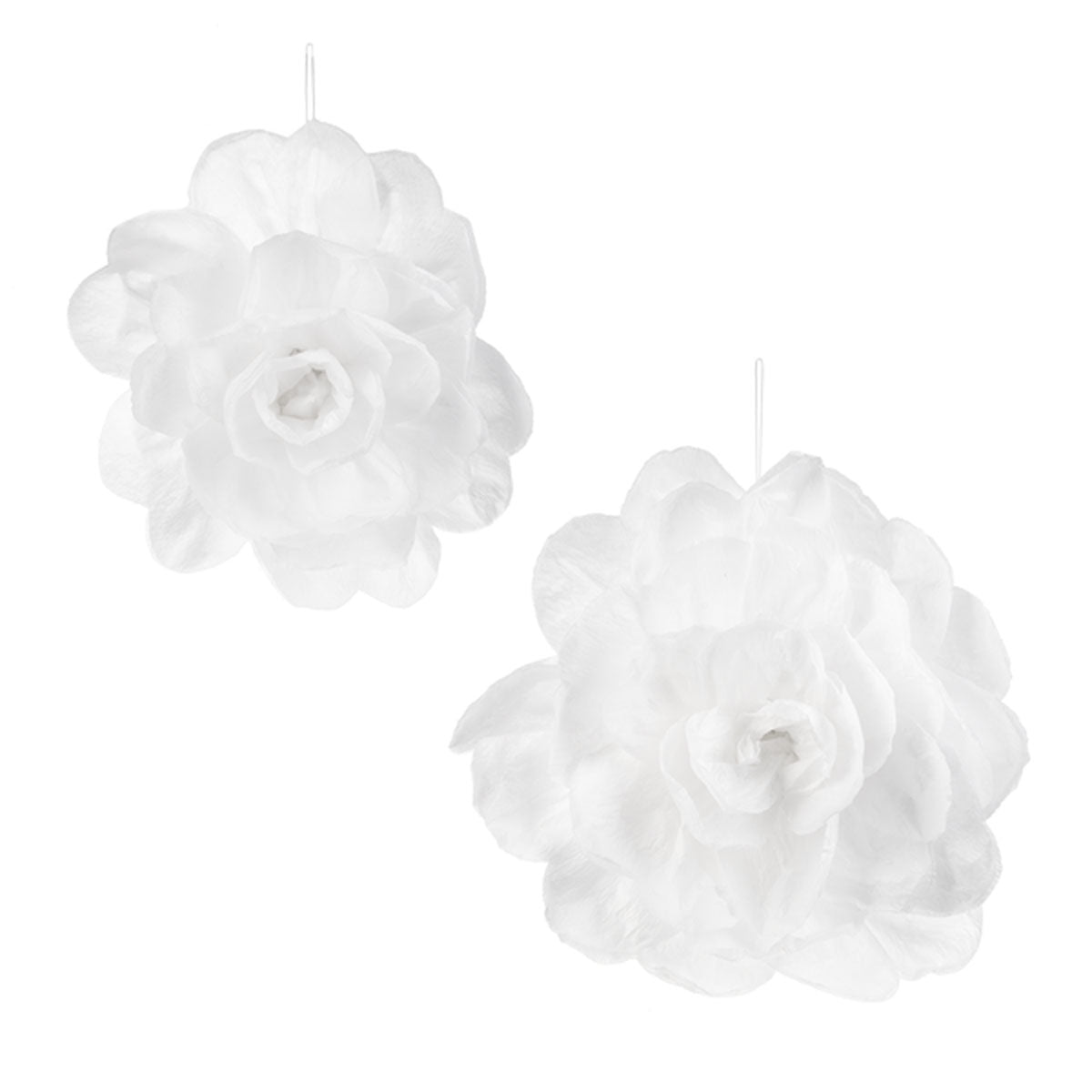 Textured White Flower Ornaments