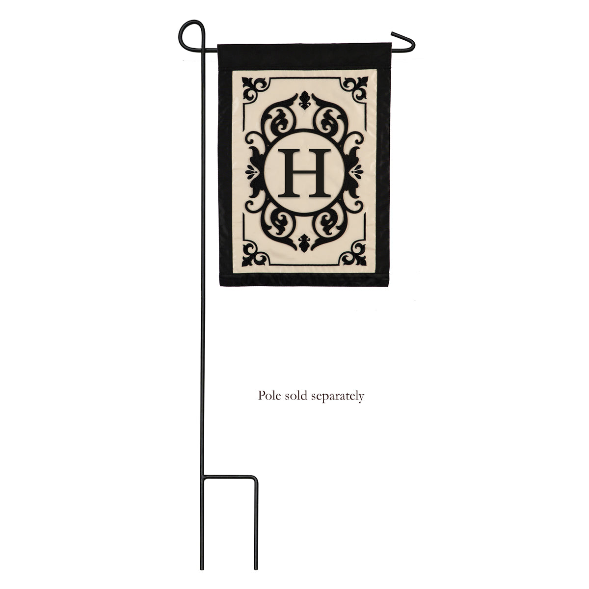 Cambridge Monogram Garden Applique Flag, "H"
