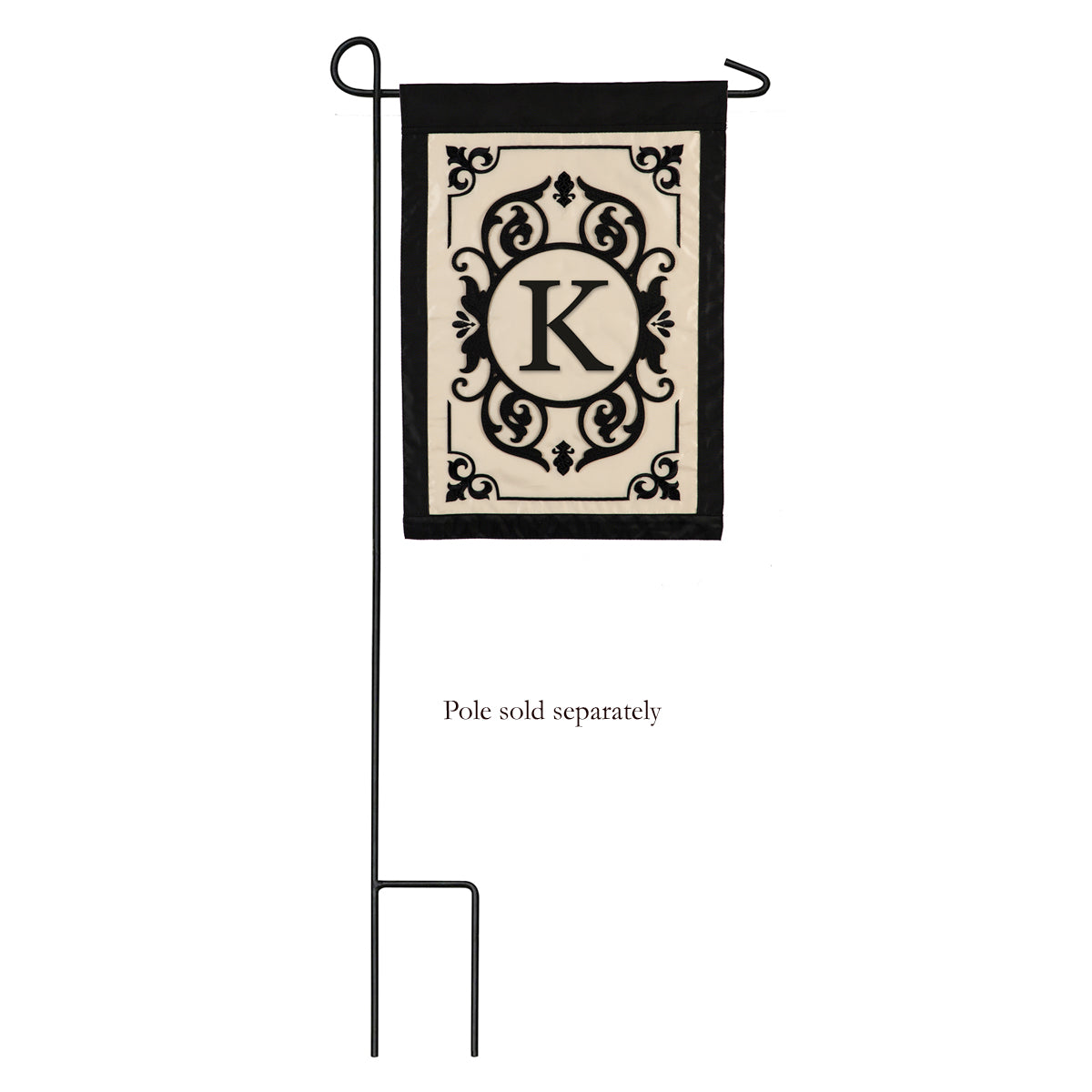 Cambridge Monogram Garden Applique Flag, "K"
