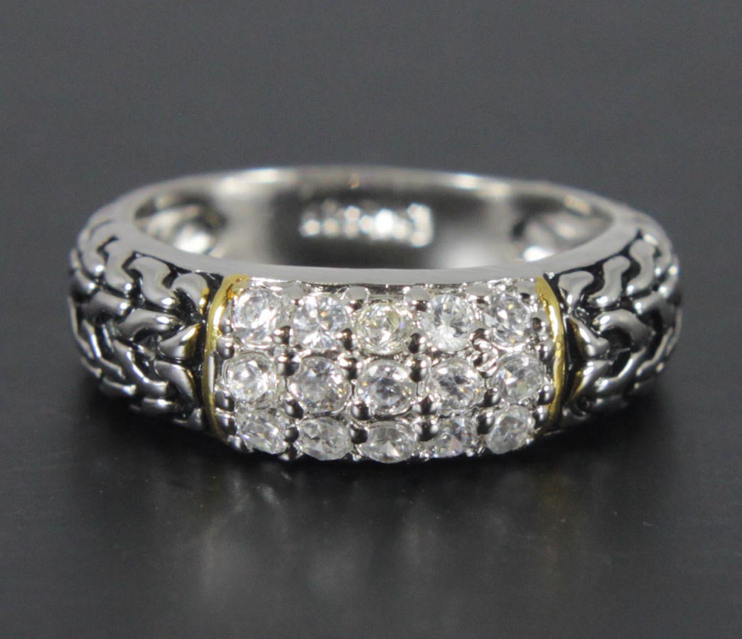 Sterling Silver Diamond Zirconia Ring Size 7