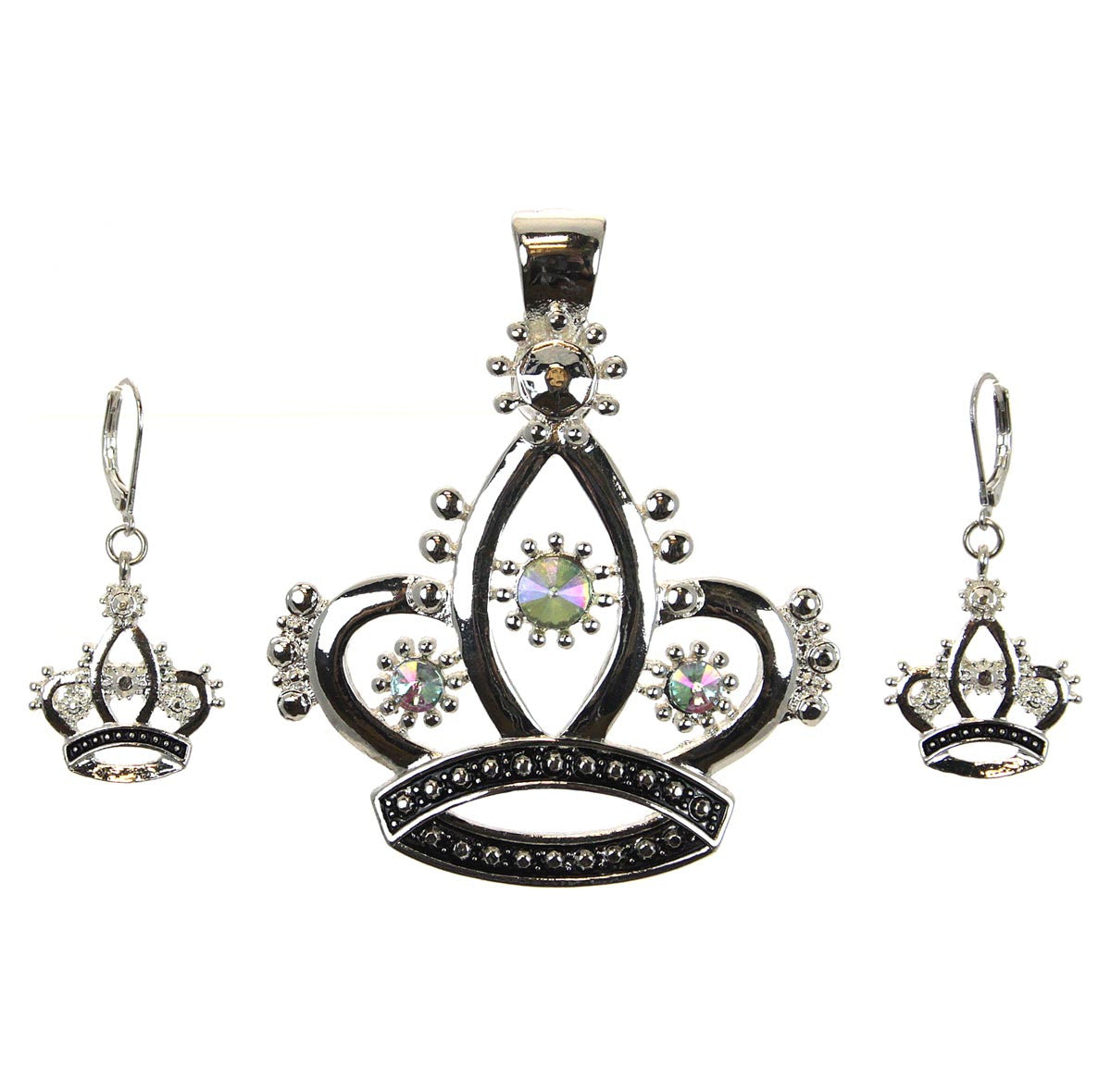 Crown Pendant & Earrings Set