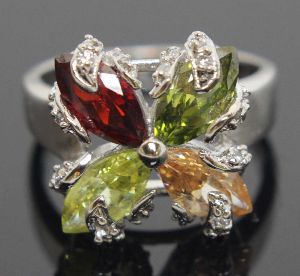 Sterling Silver Multi Colors Ring Size 8