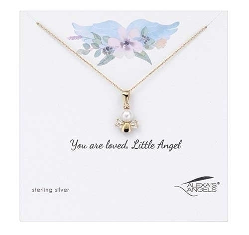 Gold Angel Necklace Sterling Silver