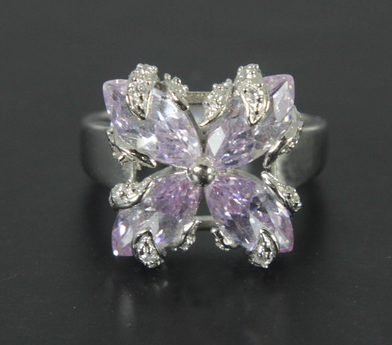 Sterling Silver Amethyst CZ Ring Size 7