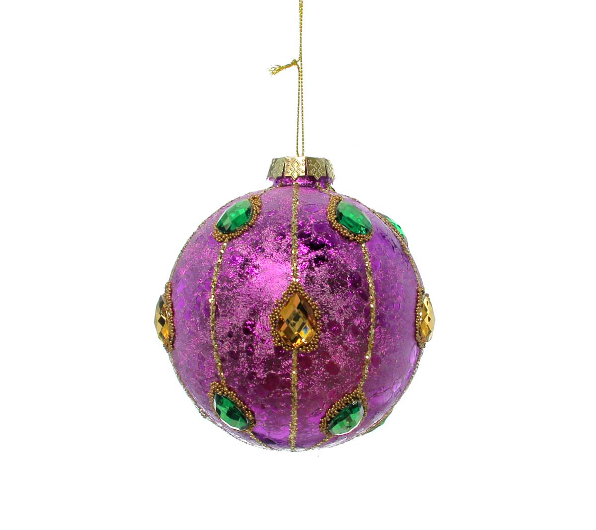 Mardi Gras Foil Round Ornaments with Jewels