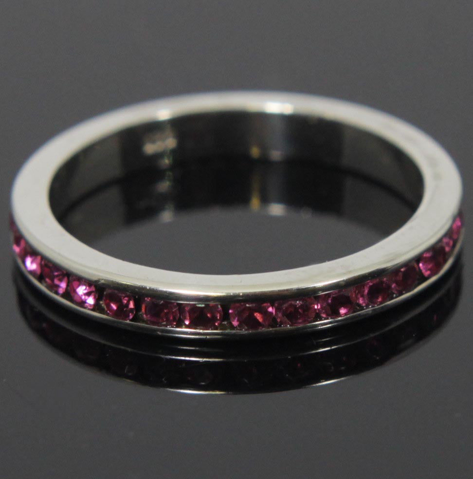 Sterling Silver Eternity Ring Rose Zirconia Size 8