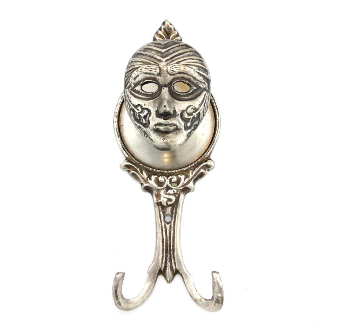 Mask Wall Hook Antique Silver