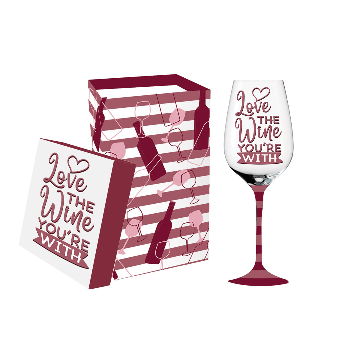 Wine Glass w/Box, 17 OZ., Love the Wine You're With