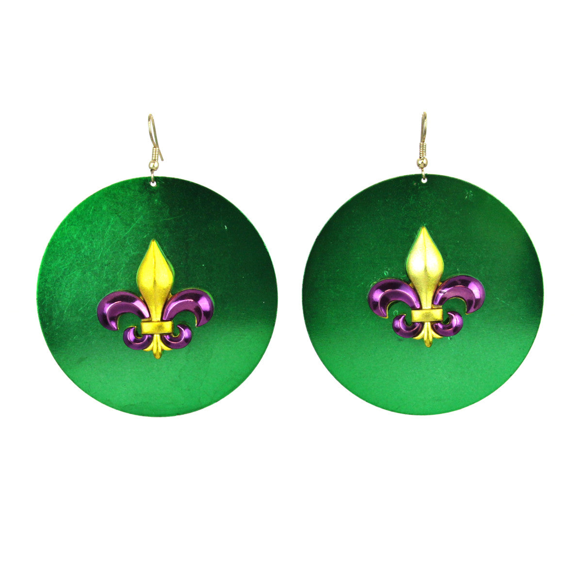 Mardi Gras Fleur De Lis Earrings Green