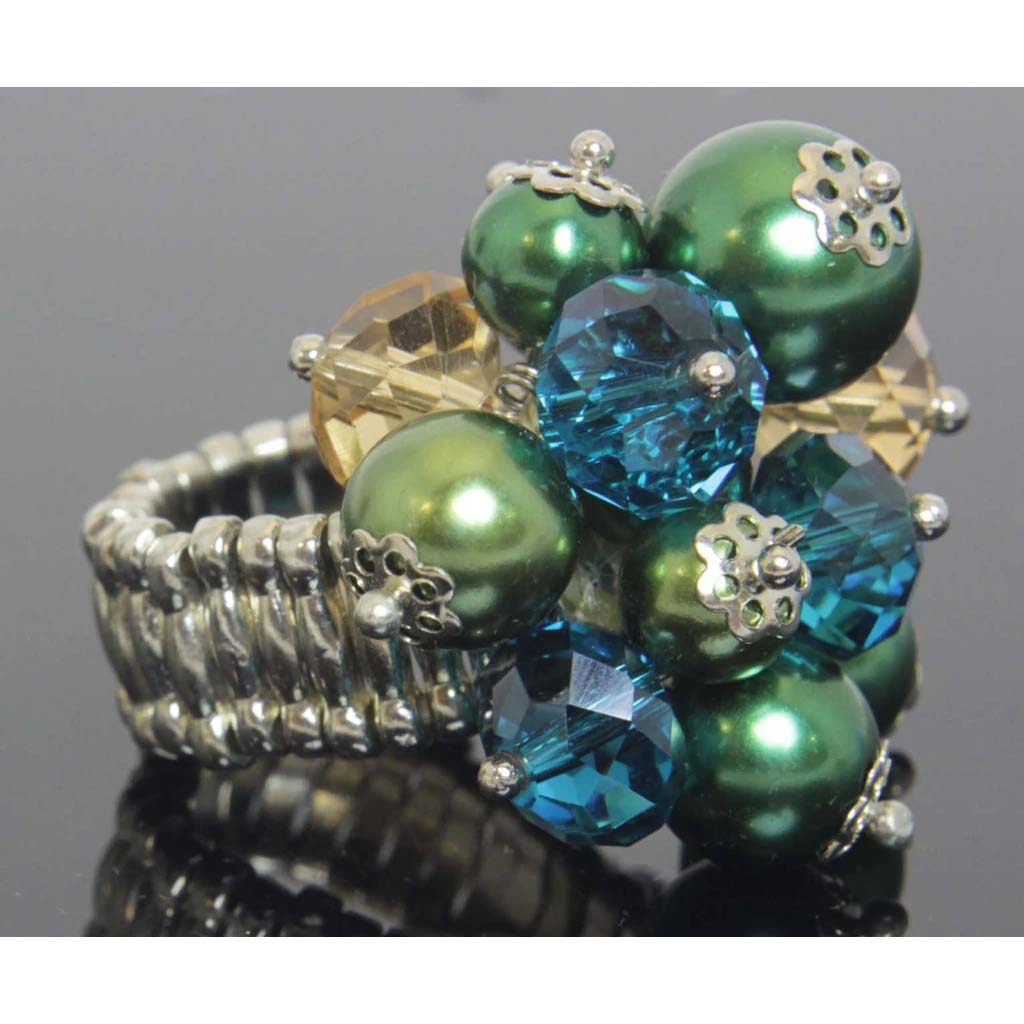 Love Match Stretch Ring Green/Blue