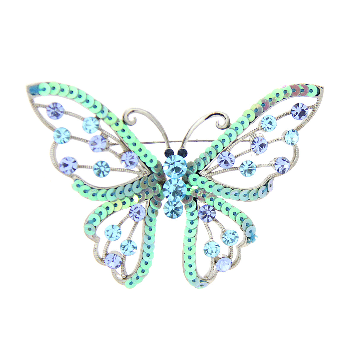 Sequin Butterfly Pin Blue