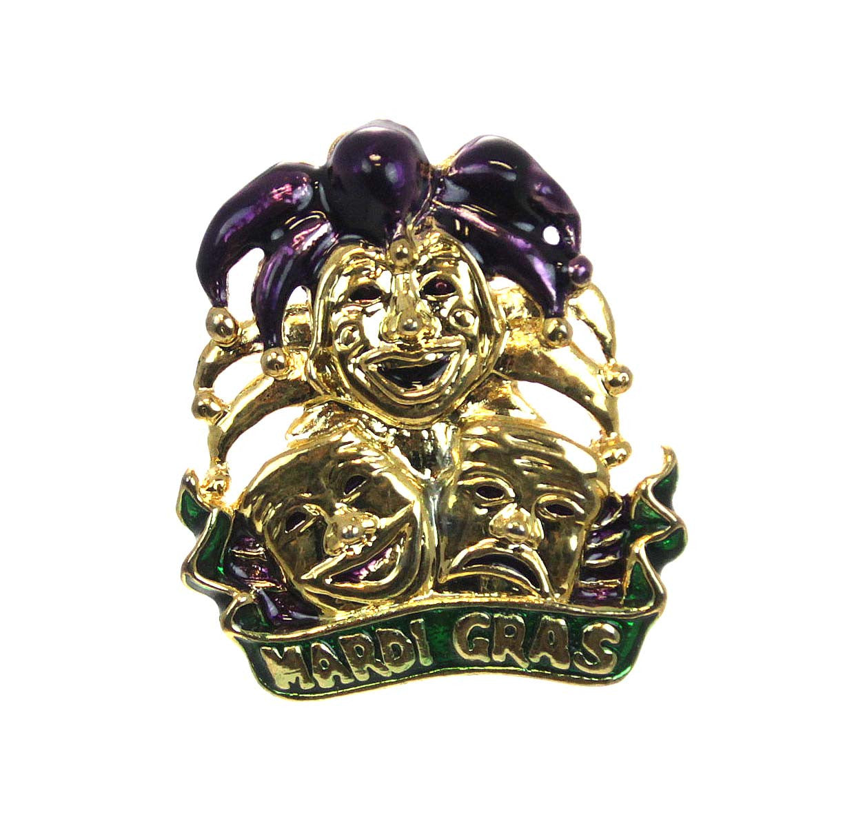 Jester & Comedy & Tragedy Pin, Gold