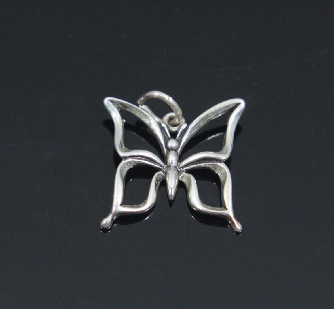 Butterfly Charm, Cut Out Wings, Sterling Silver