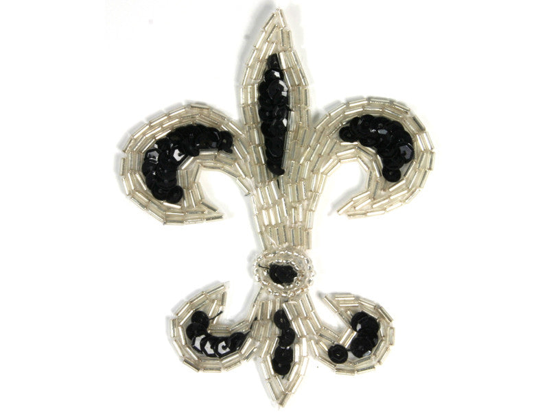 Applique Fleur De Lis Silver/Black