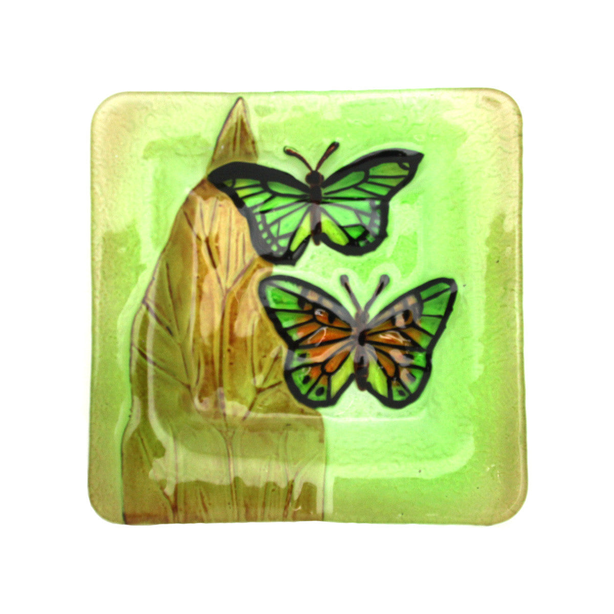 Green Butterfly Glass Plate