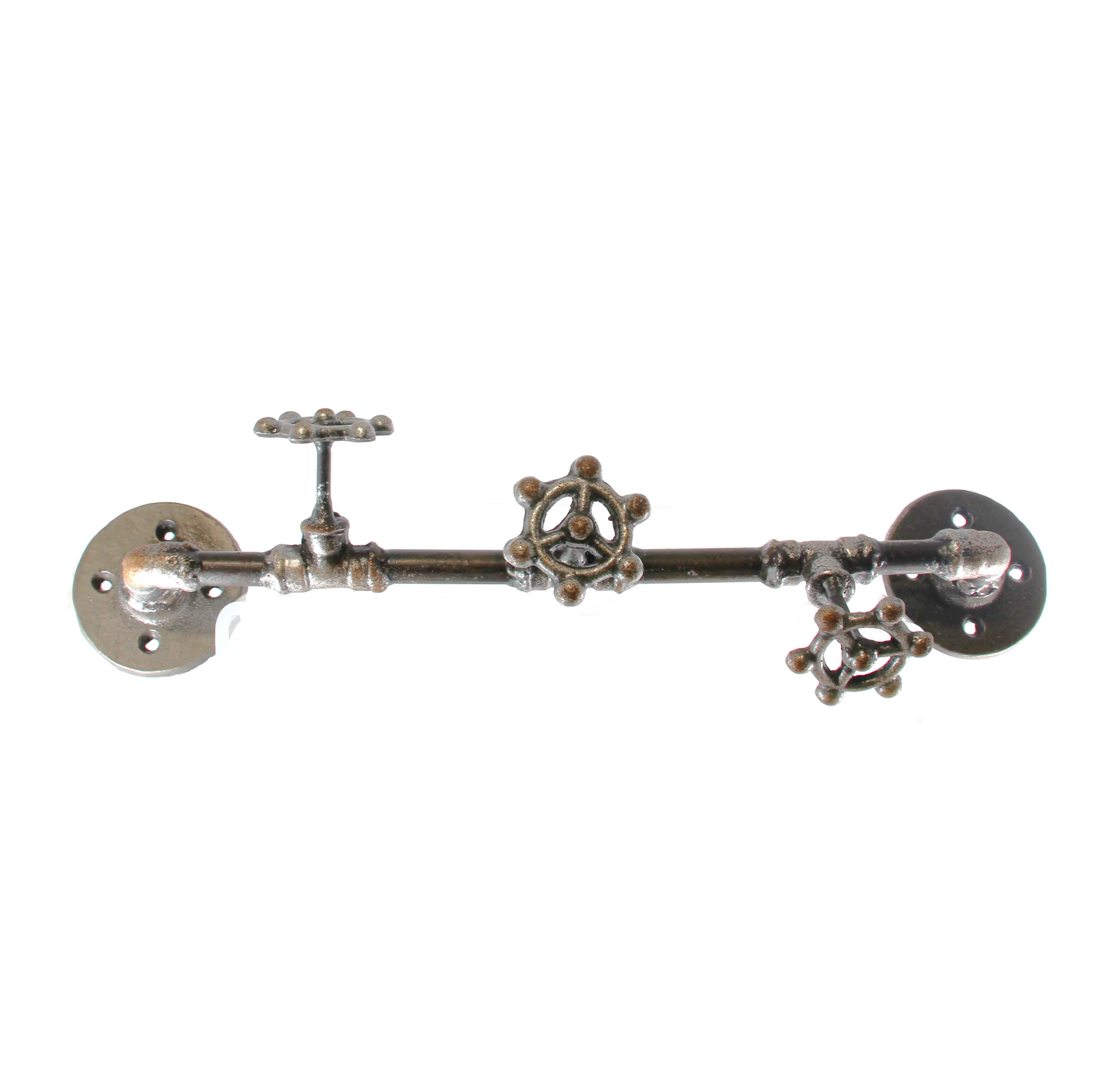 Iron Pipe Wall Hook with Faucet Knobs