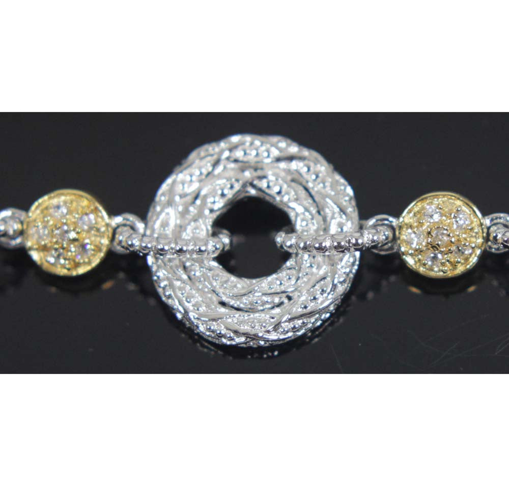 Sterling Silver Rhodium Circles Bracelet 7
