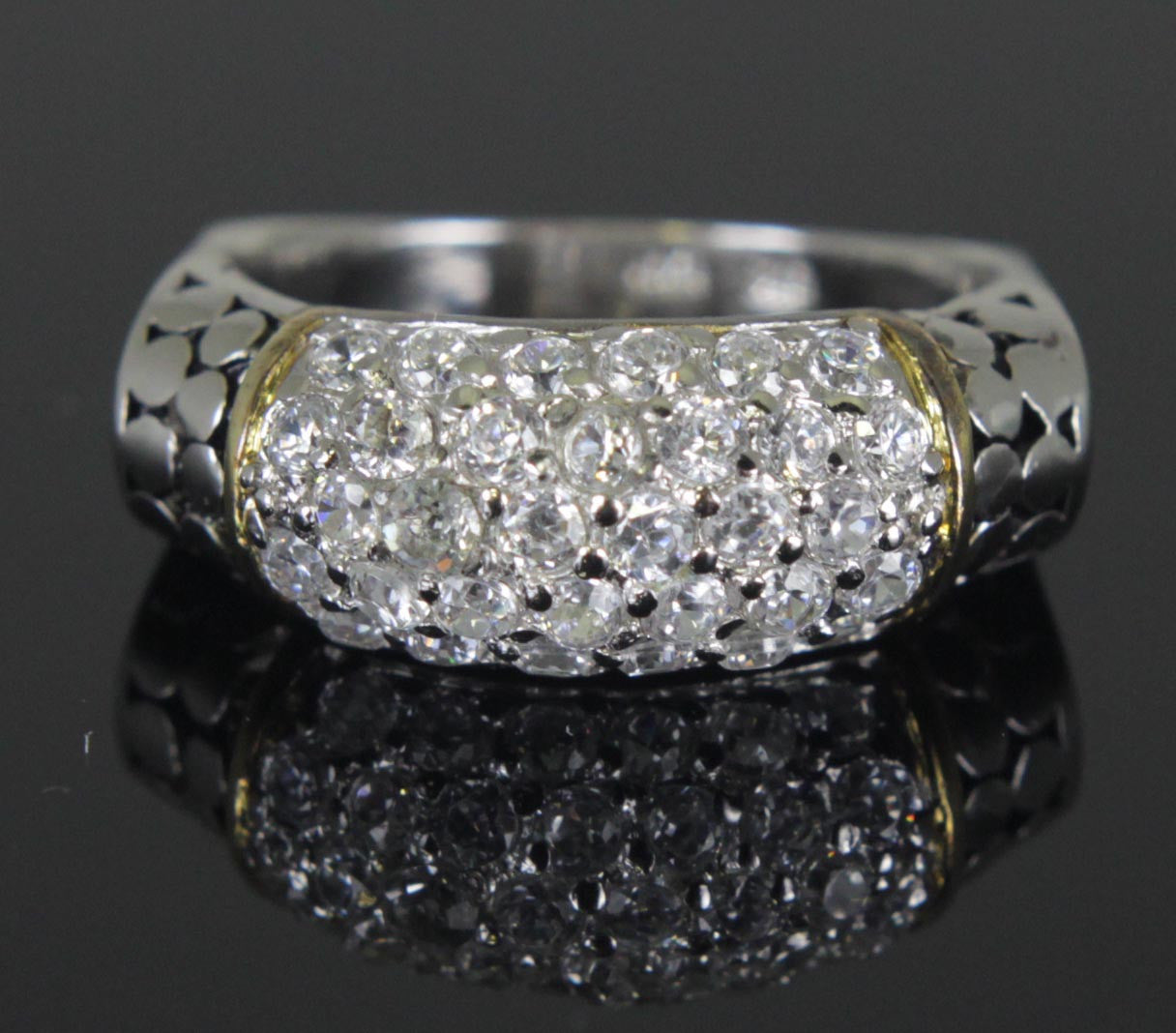 Sterling Silver Diamond Zirconia Ring Size 8