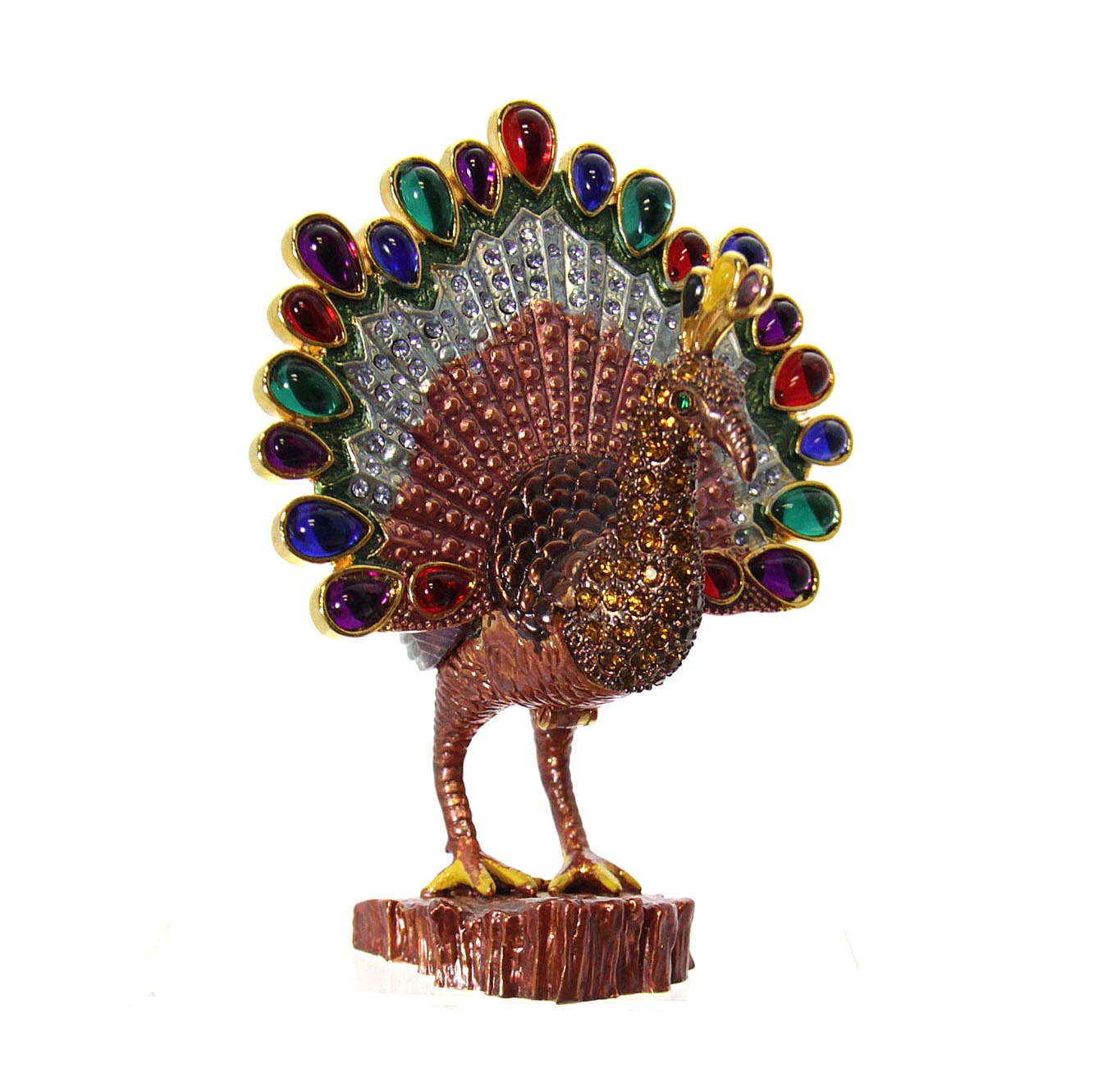Standing Peacock Box, Amber