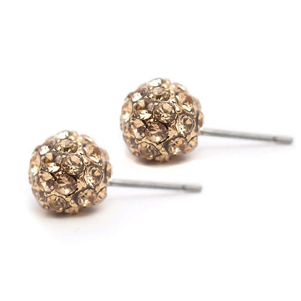 Pave Stud Earrings Gold Topaz