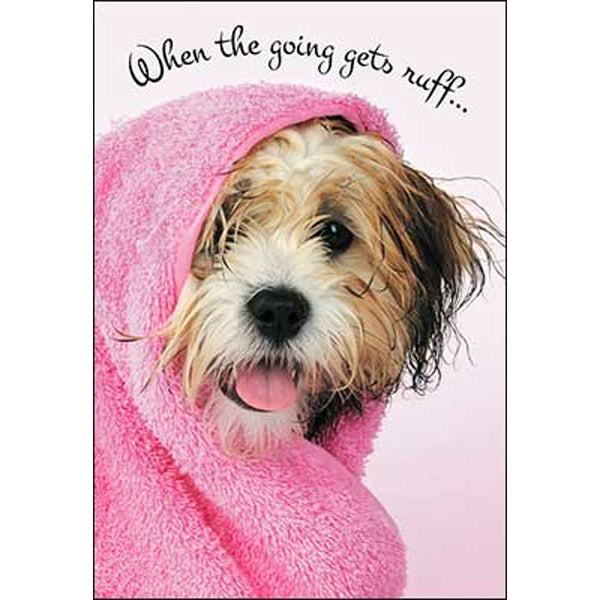 Encouragement Card: When the going gets ruff... (image of dog)