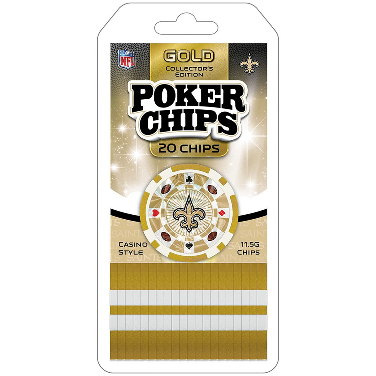 New Orleans Saints Special Edition Gold Poker Chips, 20 Chips