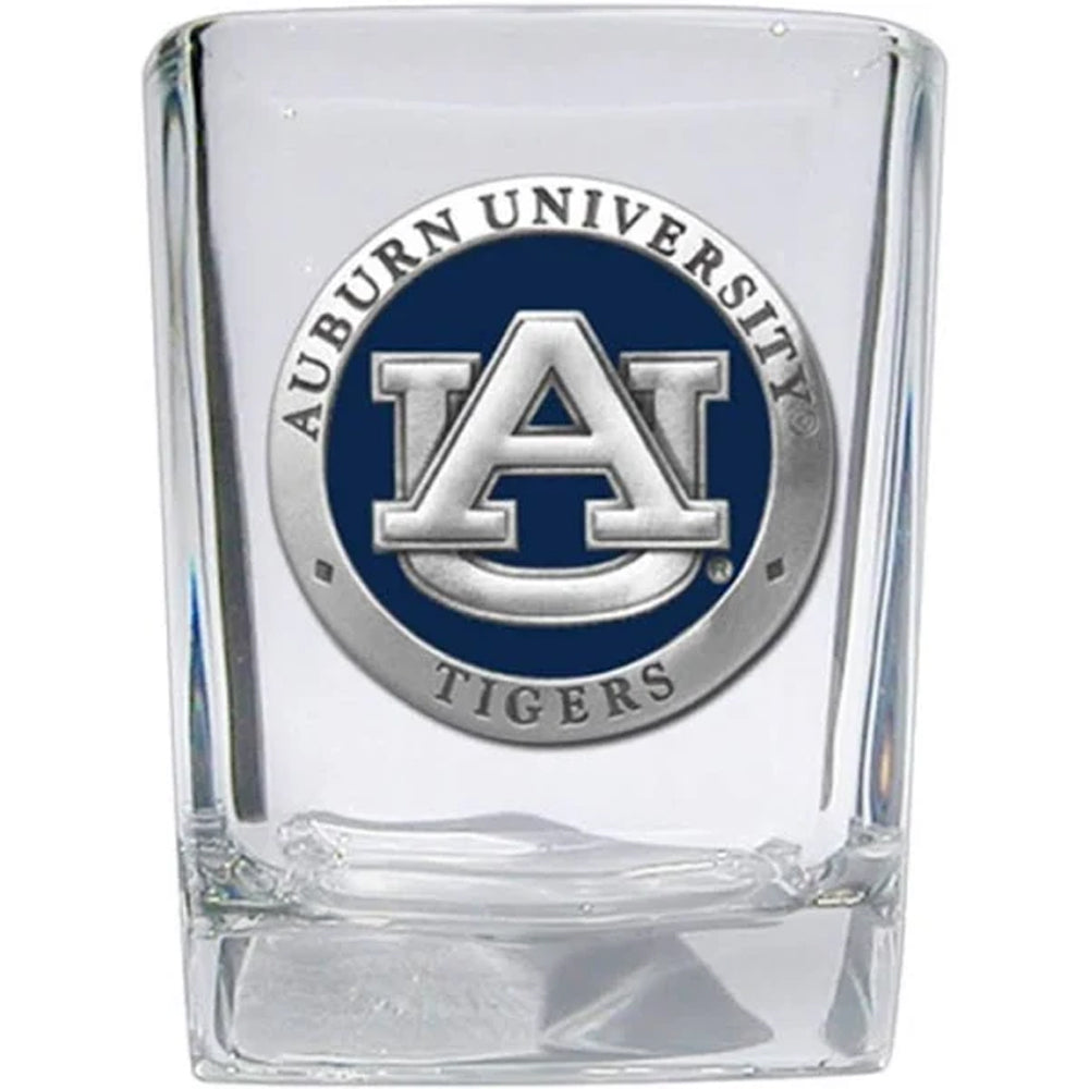 Auburn University Square Shot glass w/ Pewter & Blue Enamel