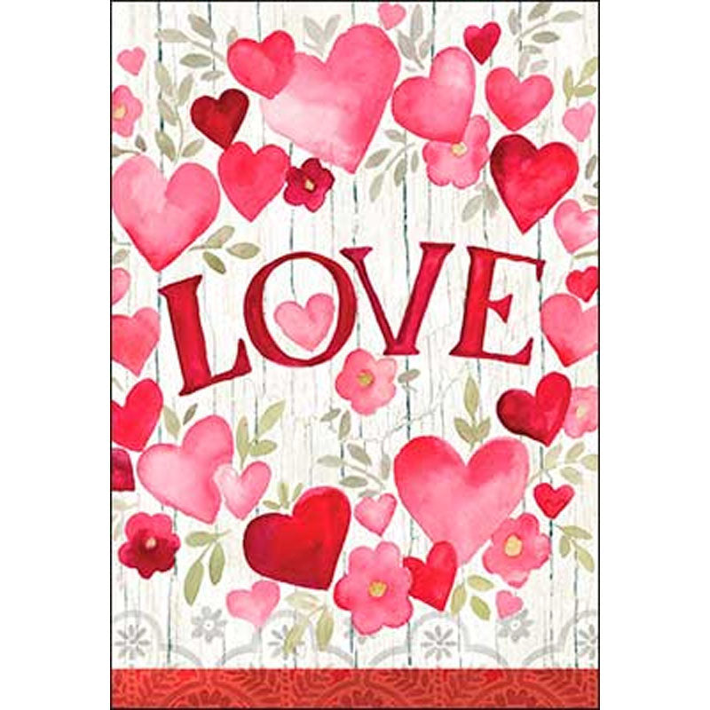 "Love" Valentine's Day Card, image of Hearts & Flowers