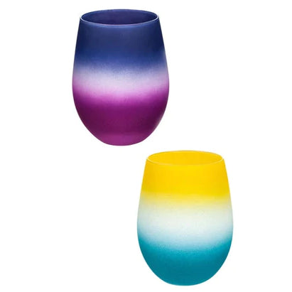 Silicone Painted Ombre Stemless Wine Glass, 2 varieties