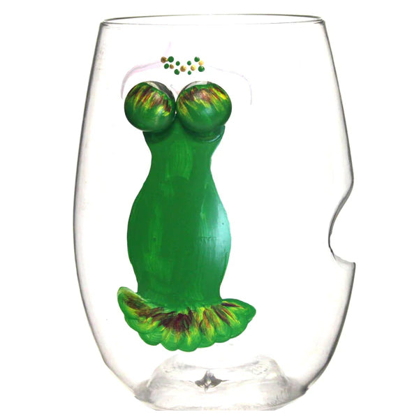 Stemless Wine Boobie Glass Green