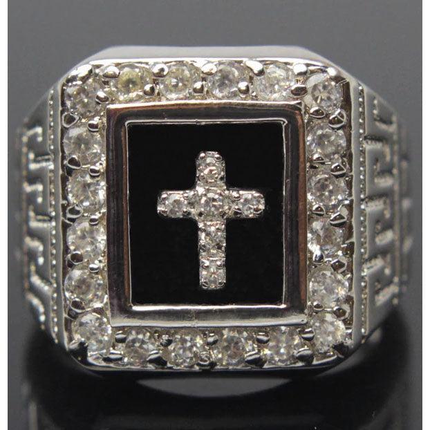 Cross Sterling Silver Diamond CZ Ring Size 9