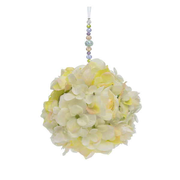 Ivory Hydrangea Floral Kissing Ball Ornament