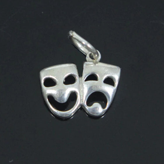 Comedy & Tragedy Masks Charm, Sterling Silver