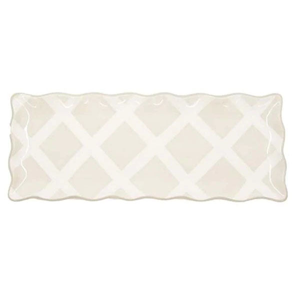 Taupe White Rectangle Platter