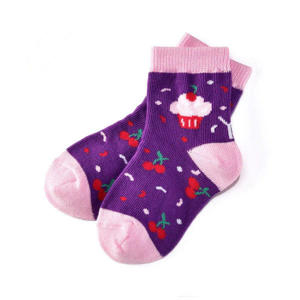 Yo Sox™  Kids Cupcake Socks (Girls / 1-2 Years), Cherry On Top