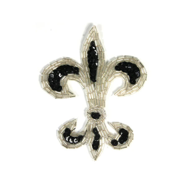 Applique Fleur De Lis Silver/Black