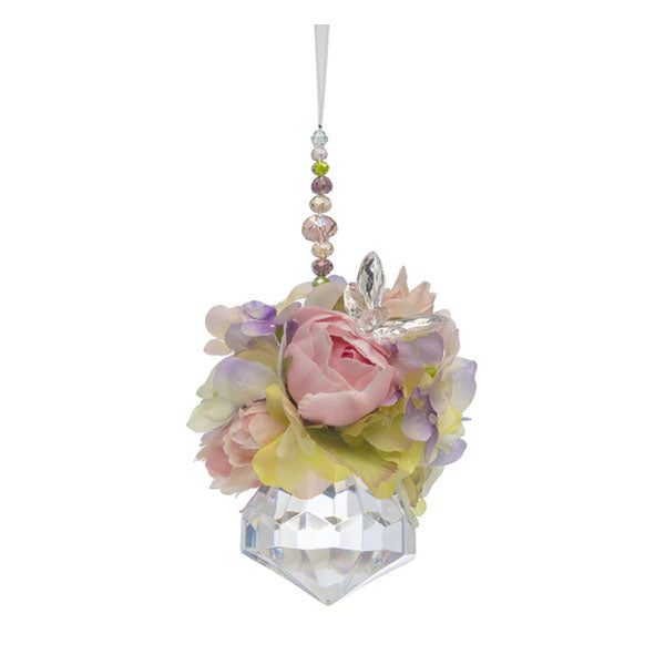 Pink Peony Floral Crystal Jewel Ornament