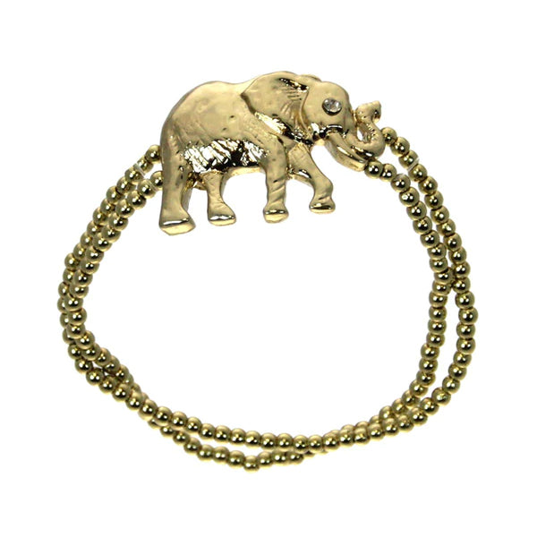 Elephant Stretch Bracelet Gold Beaded