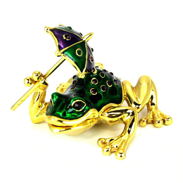 Frog with Umbrella Box, Mardi Gras Colors