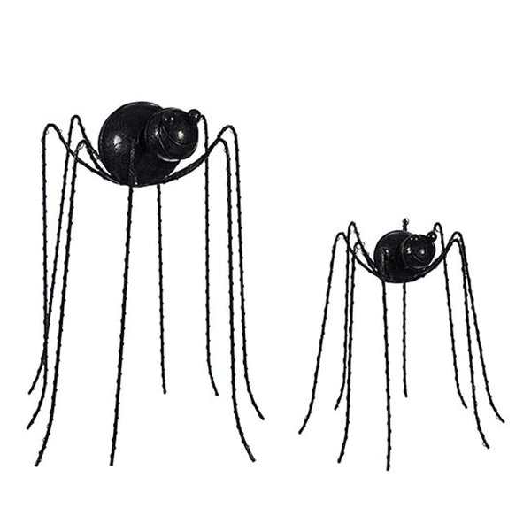 Spider Statuary Halloween Decoration, Set of 2, Tall Black Spooky
