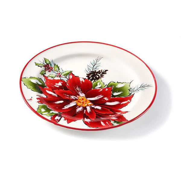 12" Christmas Poinsettia Dinner Plate