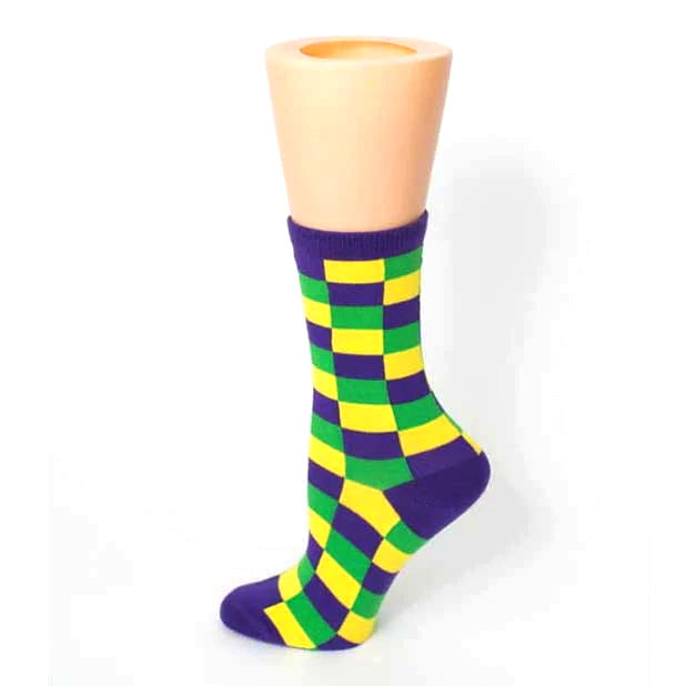 Mardi Gras Checkerboard Socks