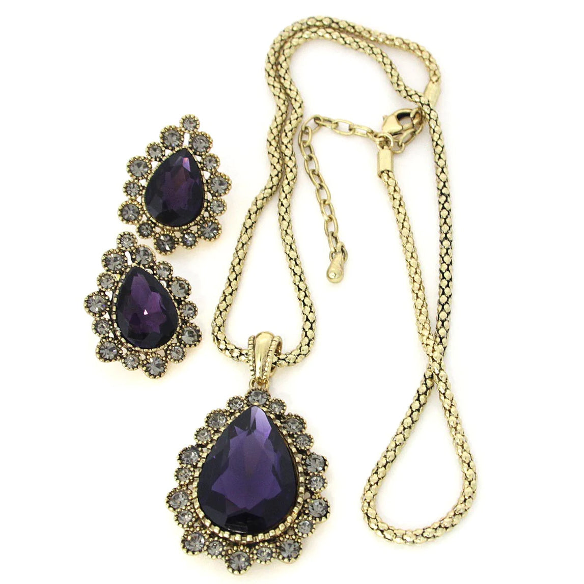 Necklace & Earring Set Amethyst Zirconia