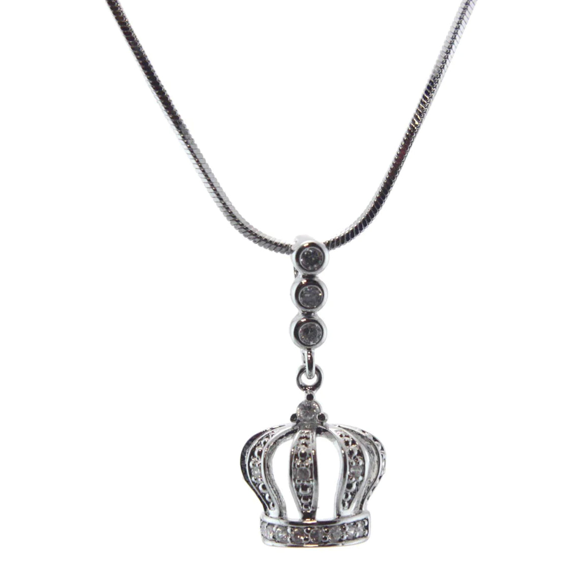 Crown Necklace Dangle Rhodium