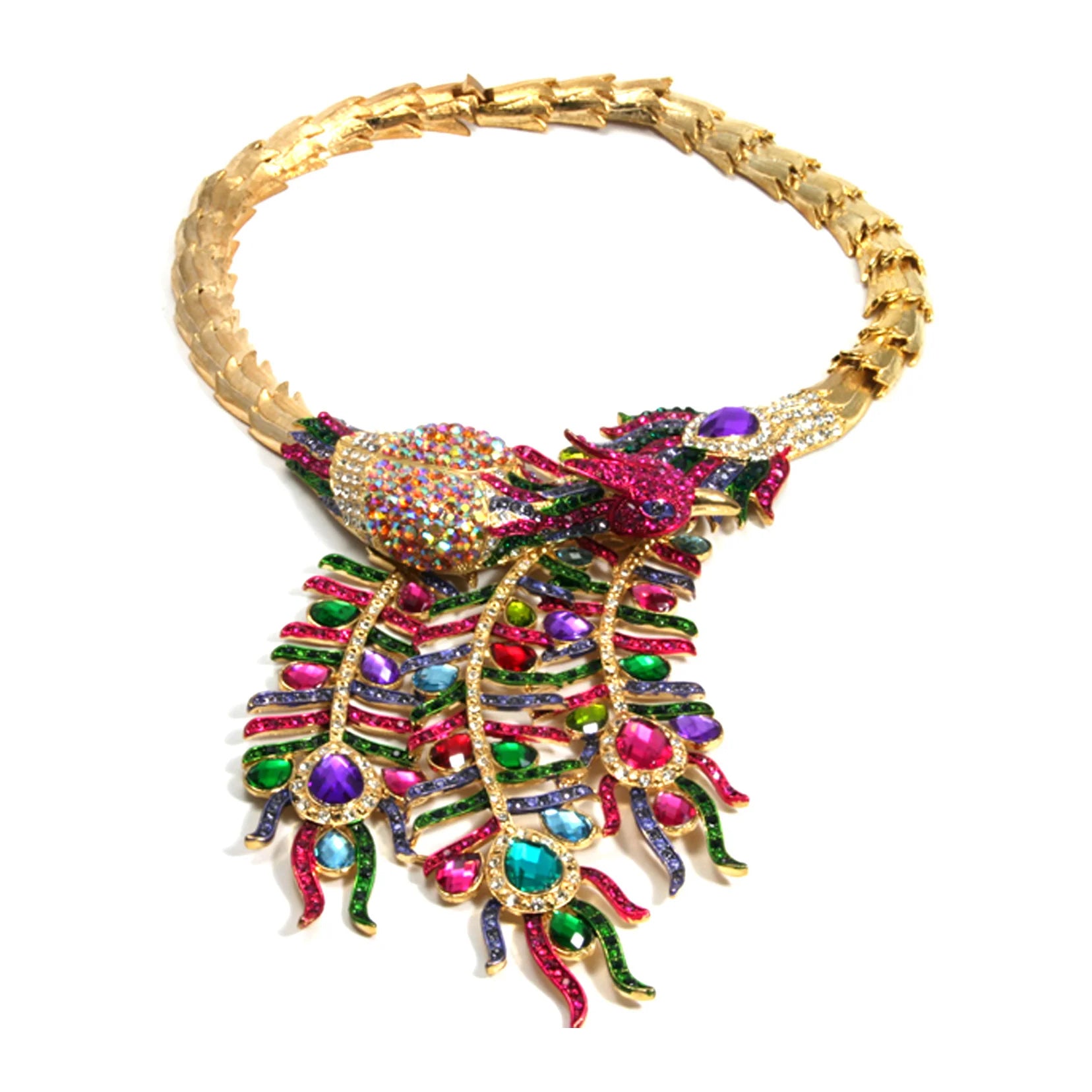 Peacock Necklace, Gold