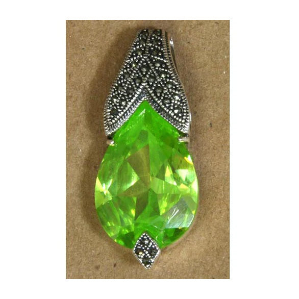 Sterling Silver Pendant Peridot Zirconia